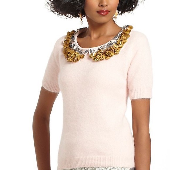 Anthropologie Corey Lynn Calter Peter Pan Beaded Collar Sweater - Picture 2 of 3